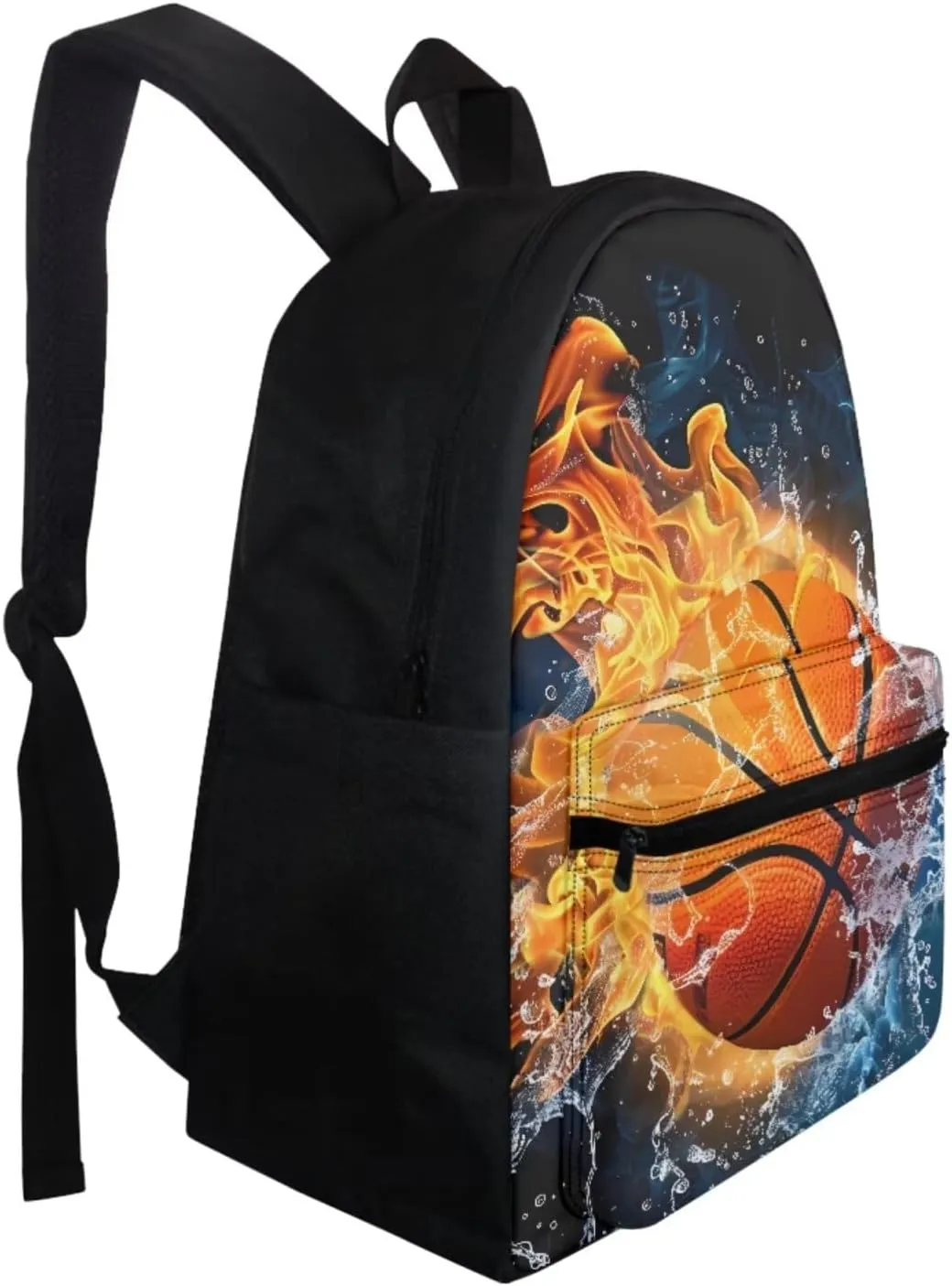 Basketball Flame Cool Backpacks for Teen Boys 3 in 1 School Bag Set Kids Backpack with Lunch Box Pencil Case Multipurpose Toddler Bookbag for School Teen Mideum Capacity 15 inch