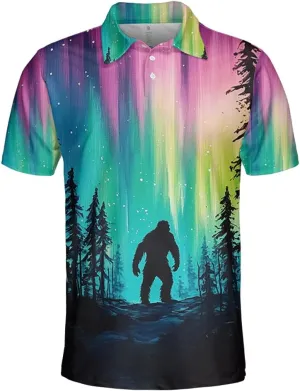 Bigfoot Polo Shirts for Men Women - Mythical Sasquatch Mens Golf Polo Shirts Short Sleeve Dry Fit Casual Tennis T-Shirt PA39