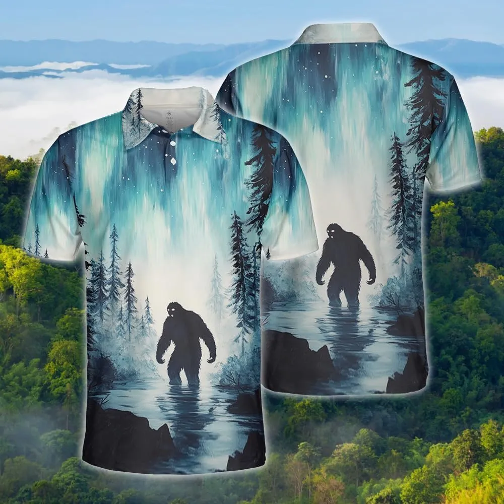 Bigfoot Polo Shirts for Men Women - Mythical Sasquatch Mens Golf Polo Shirts Short Sleeve Dry Fit Casual Tennis T-Shirt PA39