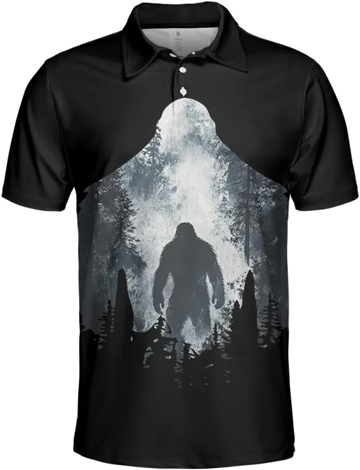 Bigfoot Polo Shirts for Men Women - Mythical Sasquatch Mens Golf Polo Shirts Short Sleeve Dry Fit Casual Tennis T-Shirt PA39