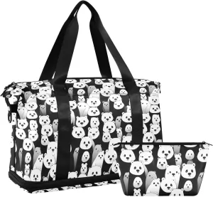 Black Panda Sports Gym Bag with Waterproof Dry Wet Pocket, Travel Duffel Bag for Women MenWorkout Bag Fits Yoga, Swimming