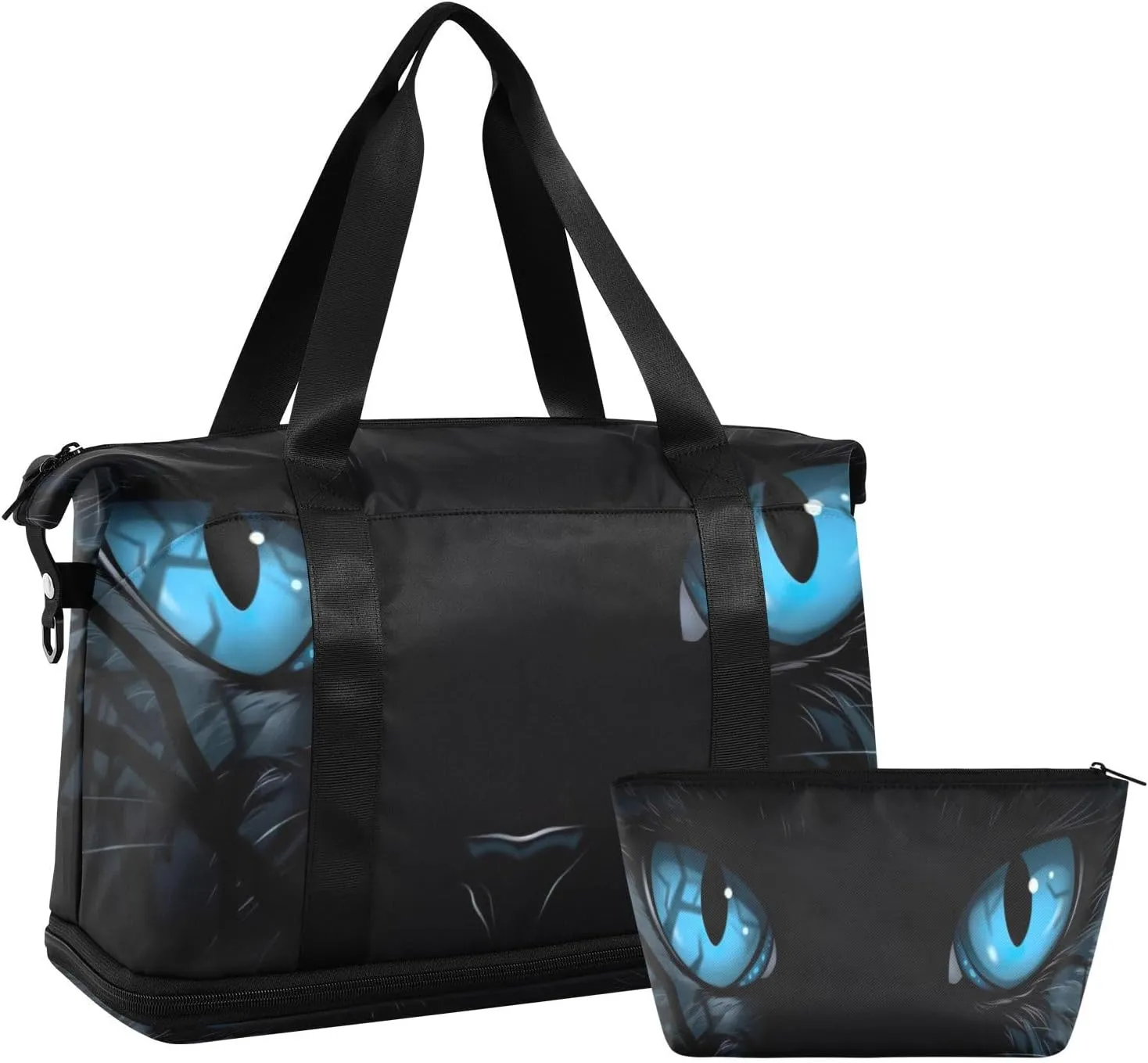 Blue Eyes Sports Gym Bag with Waterproof Dry Wet Pocket, Travel Duffel Bag for Women MenWorkout Bag Fits Yoga, Swimming
