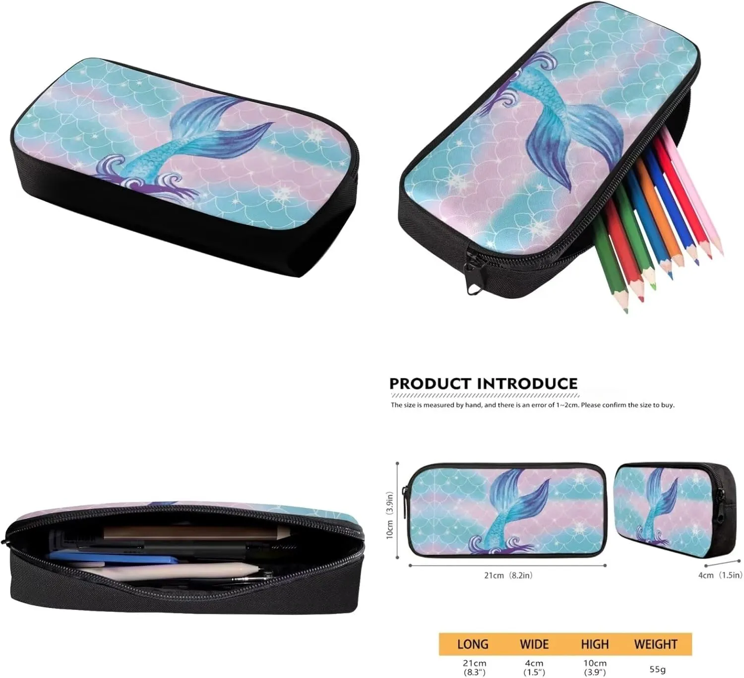 Blue Fish Girl Backpack and Lunch Box Pencil Case Set for Teen Girls Kids School Bag for Kindergarten Elementary Primary Lightweight Travel Bookbag Aesthetic 3 Pcs School Supplies Set