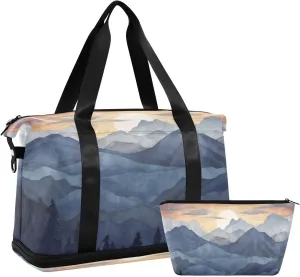 Blue Mountain Sports Gym Bag with Waterproof Dry Wet Pocket, Travel Duffel Bag for Women MenWorkout Bag Fits Yoga, Swimming