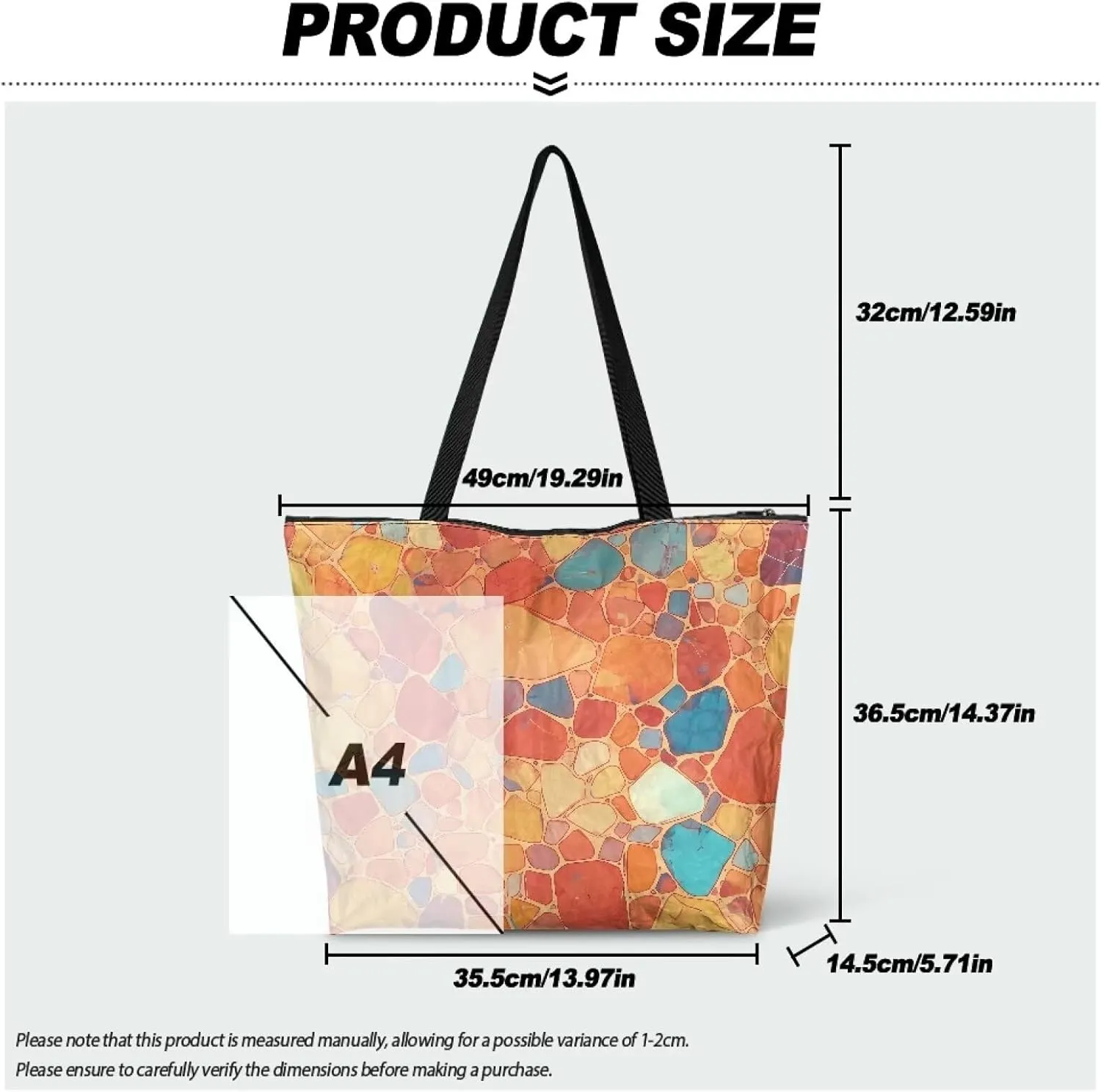 Bohemia Tribal Totes Bag Large Zipper Eco Tote Bag, Native Ethnic Shoulder Tote Bag for Shopping Grocery, Beach Bag