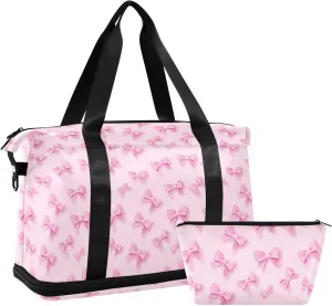 Bow Tie Sports Gym Bag with Waterproof Dry Wet Pocket, Travel Duffel Bag for Women MenWorkout Bag Fits Yoga, Swimming