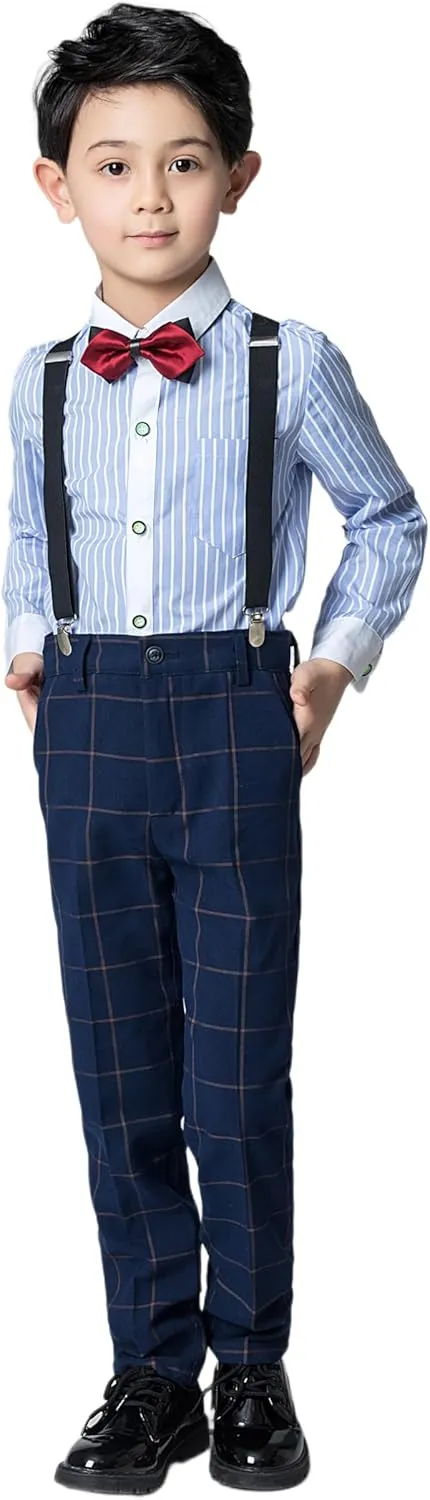 Boys Dress Pants for Kids Flat Front School Uniform Slacks Pants with Adjustable Waist