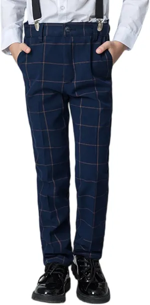 Boys Dress Pants for Kids Flat Front School Uniform Slacks Pants with Adjustable Waist