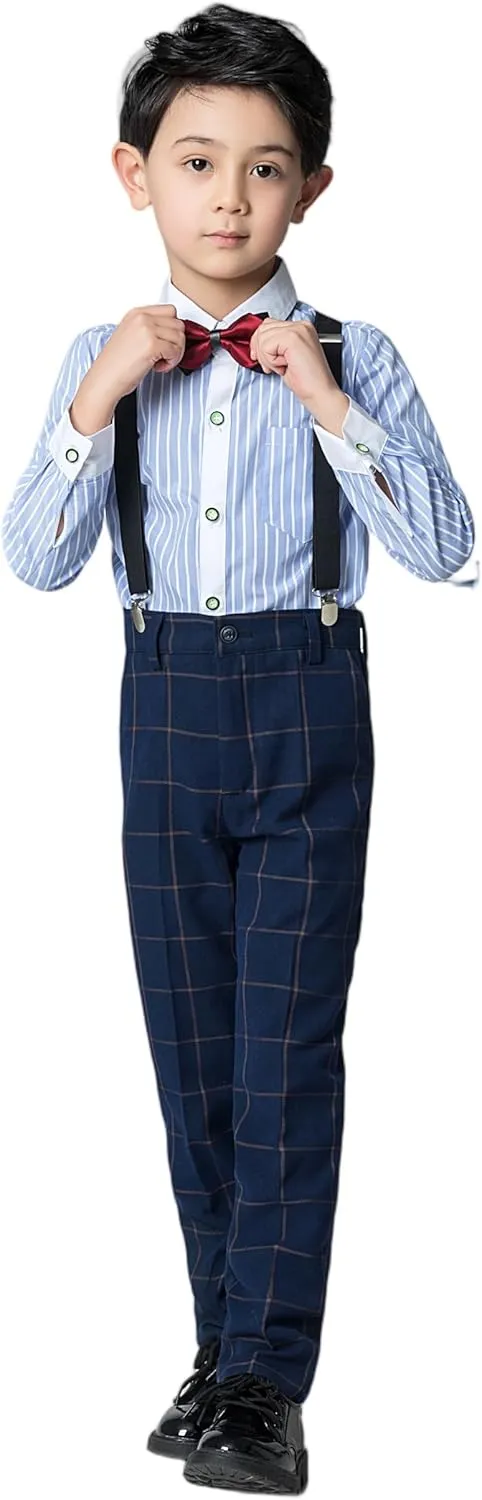 Boys Dress Pants for Kids Flat Front School Uniform Slacks Pants with Adjustable Waist