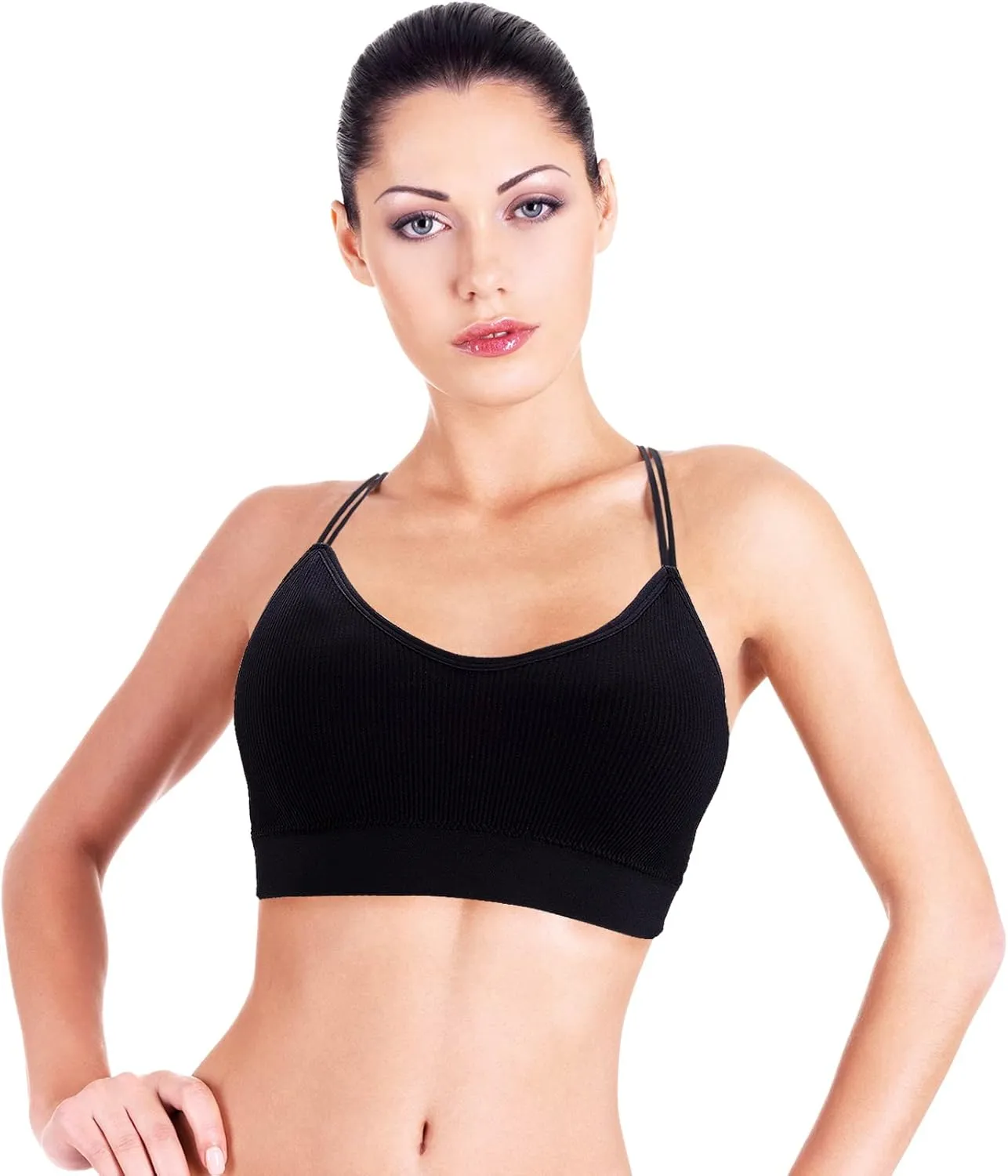 BQTQ 5 Pcs V Neck Tube Top Bra Padded Camisole Bra for Women Seamless Bralettes