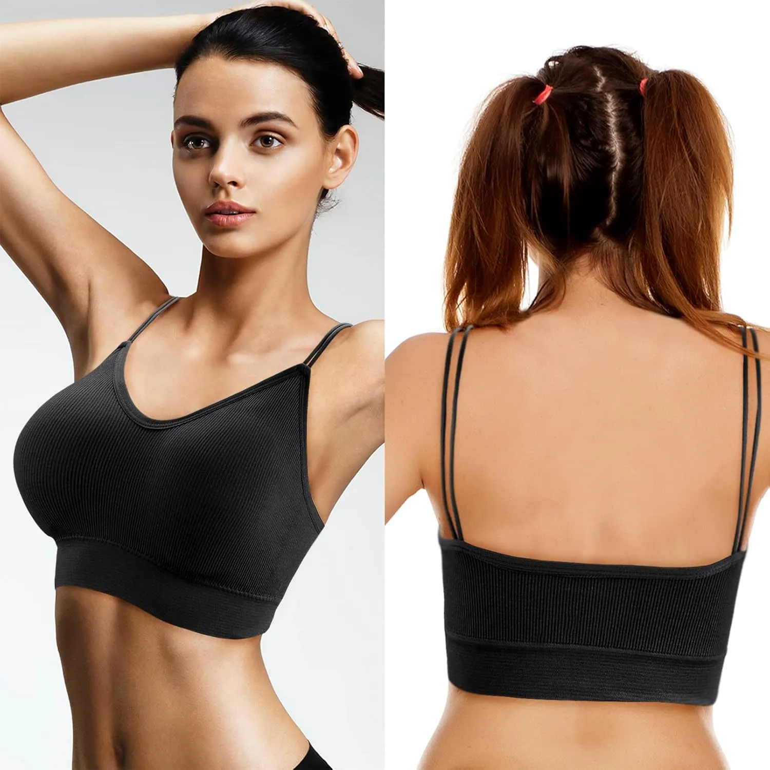 BQTQ 5 Pcs V Neck Tube Top Bra Padded Camisole Bra for Women Seamless Bralettes