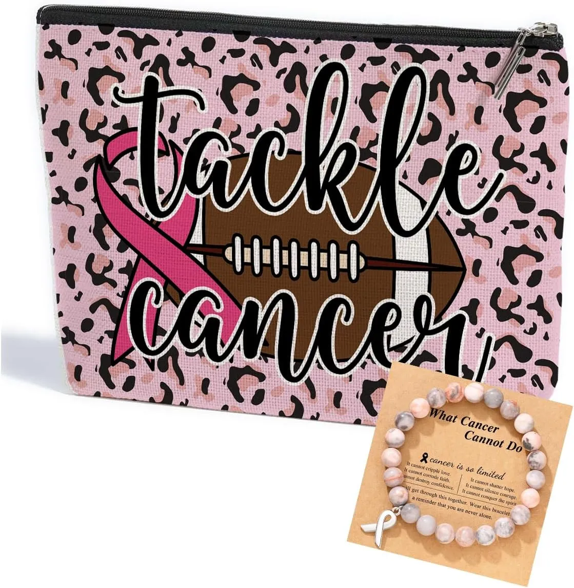 Breast Cancer Survivor Gifts for Woman Funny Football Makeup Bag Get Well Soon Gifts for Women Makeup Pouch Breast Cancer Awareness Gifts Cancer Care Gifts for Women Birthday Cosmetic Travel Bag