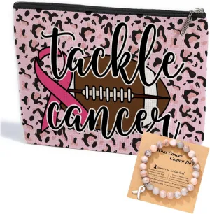 Breast Cancer Survivor Gifts for Woman Funny Football Makeup Bag Get Well Soon Gifts for Women Makeup Pouch Breast Cancer Awareness Gifts Cancer Care Gifts for Women Birthday Cosmetic Travel Bag