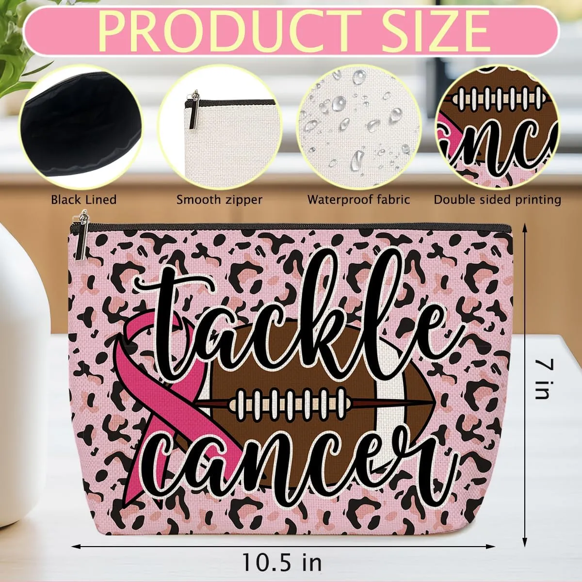 Breast Cancer Survivor Gifts for Woman Funny Football Makeup Bag Get Well Soon Gifts for Women Makeup Pouch Breast Cancer Awareness Gifts Cancer Care Gifts for Women Birthday Cosmetic Travel Bag