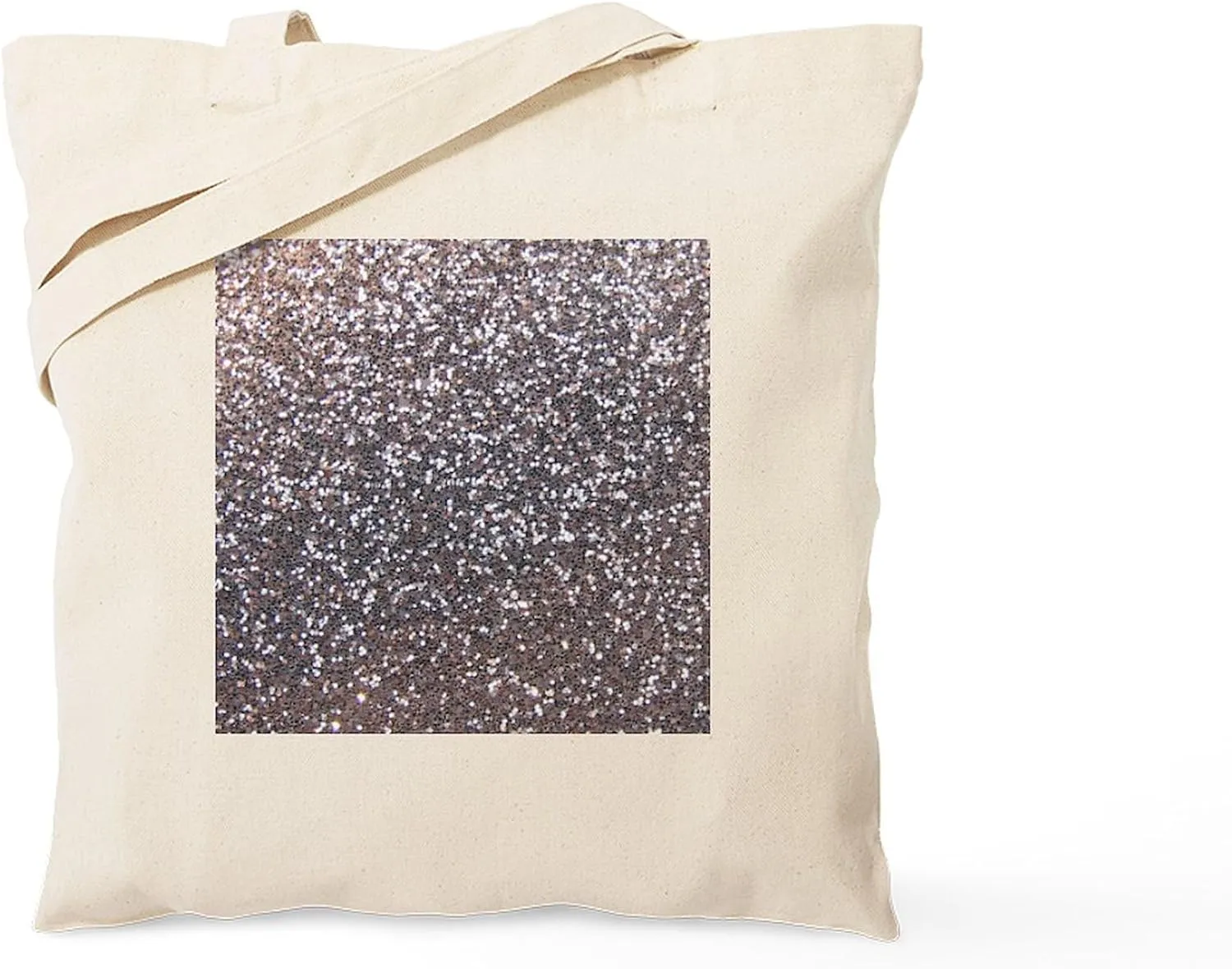 CafePress Faux Silver Glitter Tote Bag Reusable Natural Beige Canvas Shopping Bag
