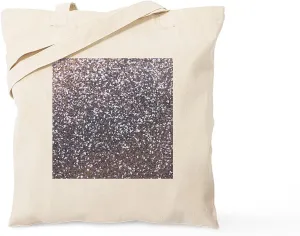 CafePress Faux Silver Glitter Tote Bag Reusable Natural Beige Canvas Shopping Bag