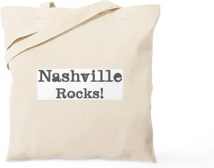 CafePress Nashville Rocks Tote Bag Reusable Natural Beige Canvas Shopping Bag