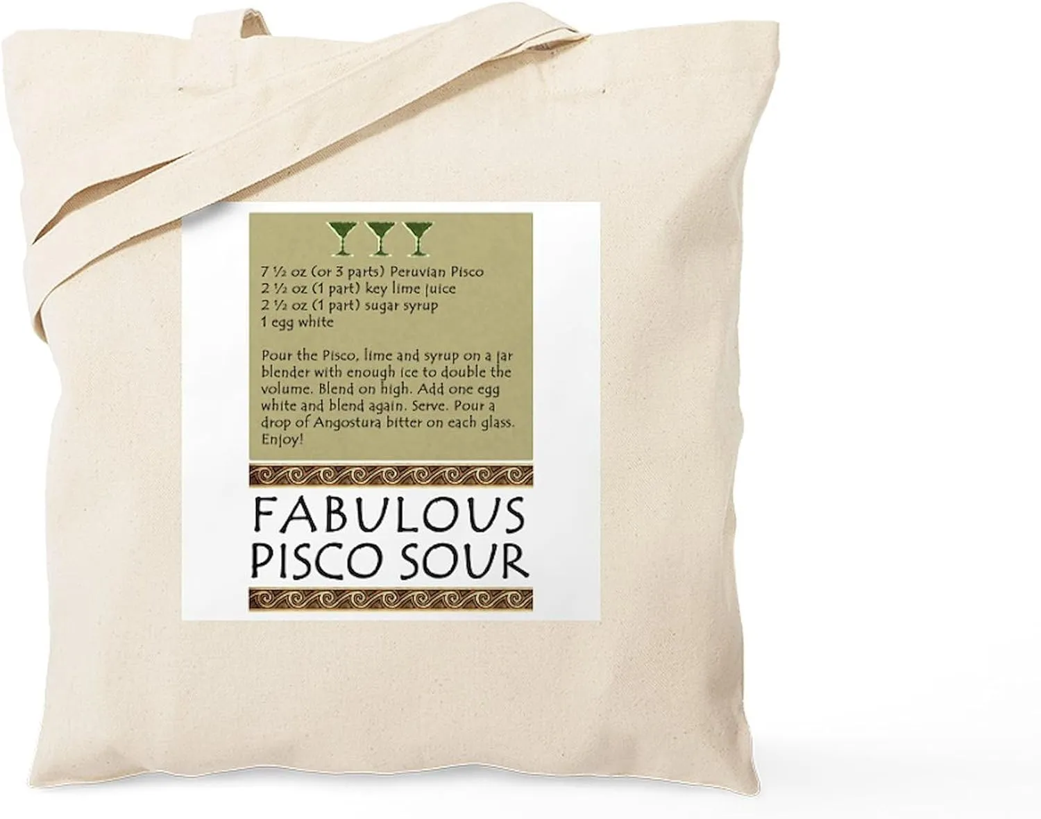 CafePress Pisco Sour Tote Bag Reusable Natural Beige Canvas Shopping Bag