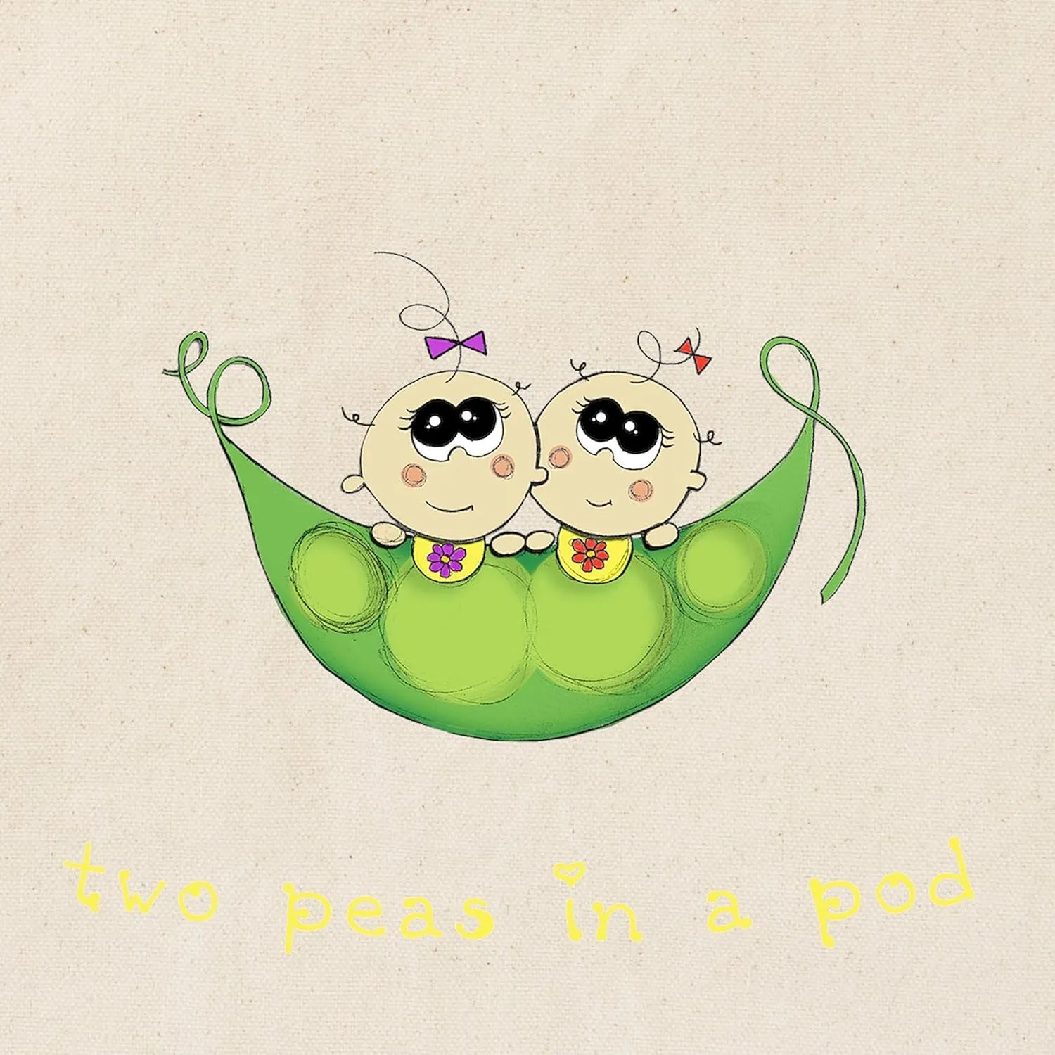 CafePress Two Peas In A PodGirl/Girl Tote Bag Reusable Natural Beige Canvas Shopping Bag