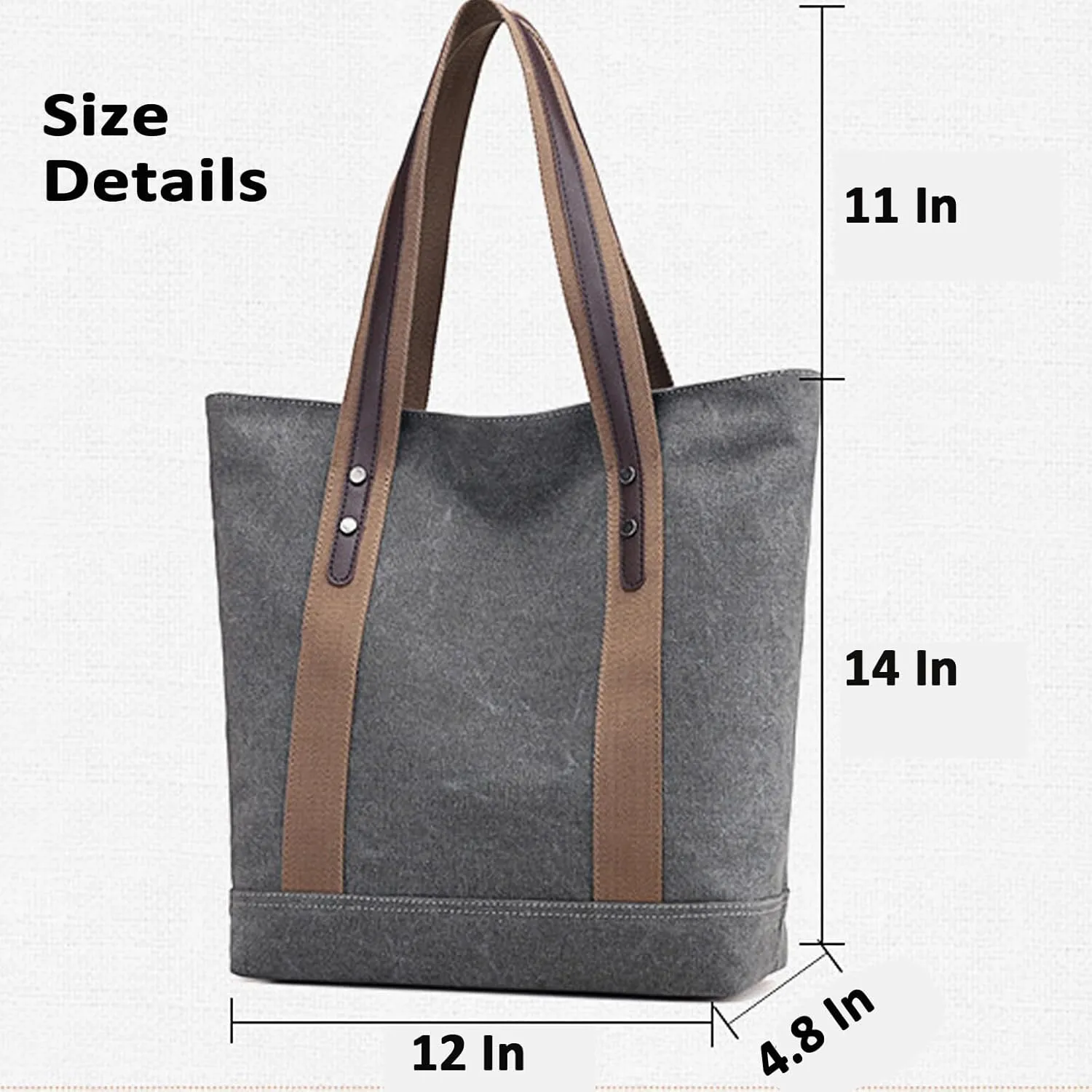 Canvas Tote Bag for Women Casual Shoulder Tote for Lady Hobo Cloth Handbag for Office, Shopping, Vacation, Travel