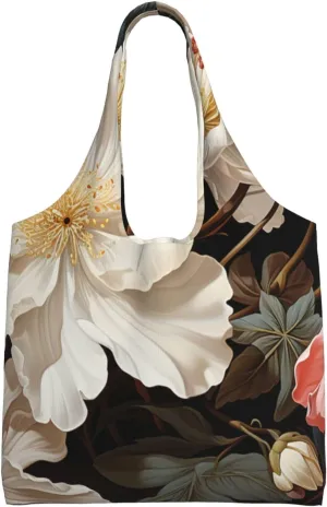 Canvas Tote Bag for Women Purse Fashion Flower Handbags Totes Crossbody Shoulder Shopping Bag