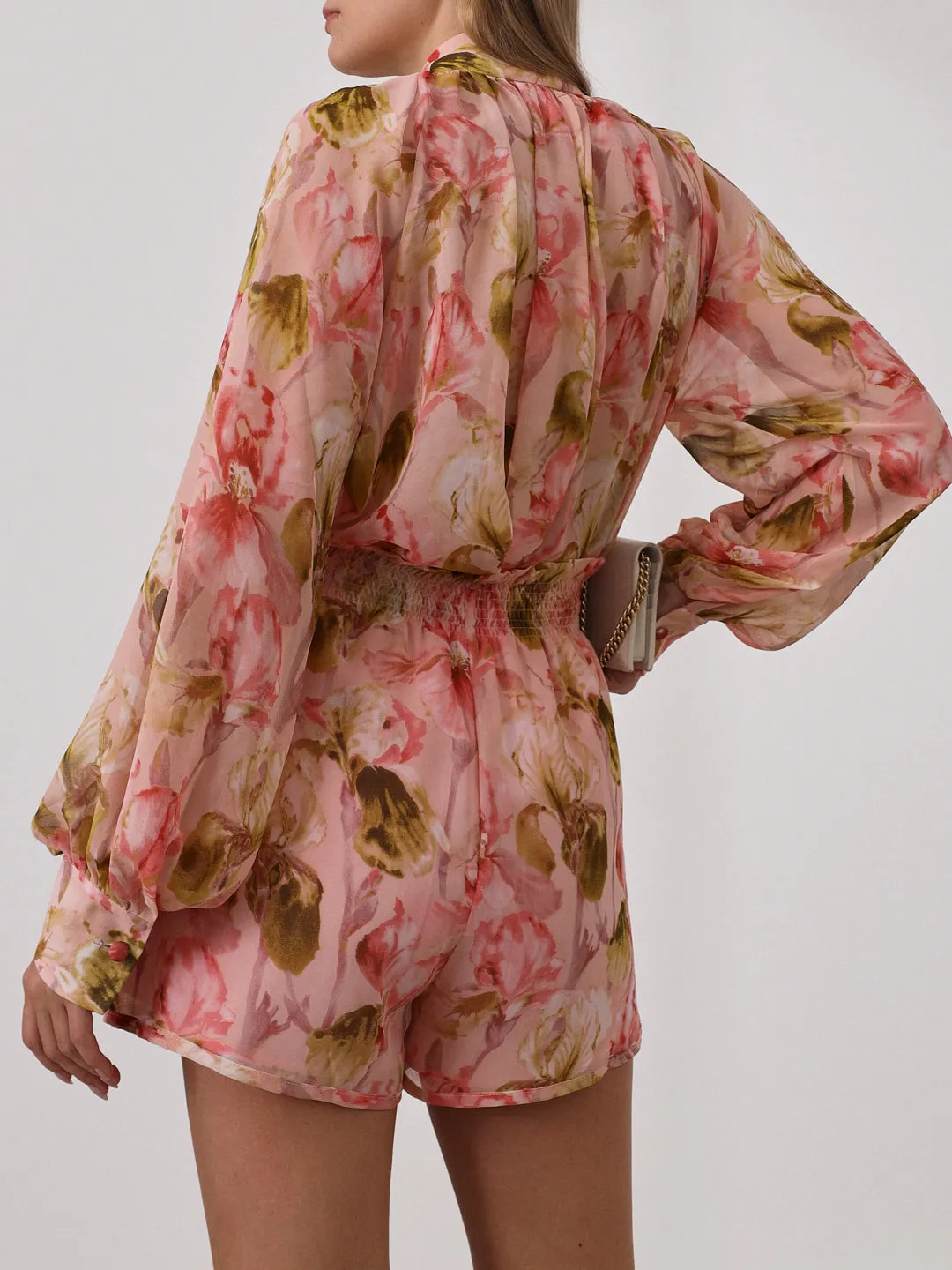 Carlotta Shirred Waist Shorts | Pink Mix