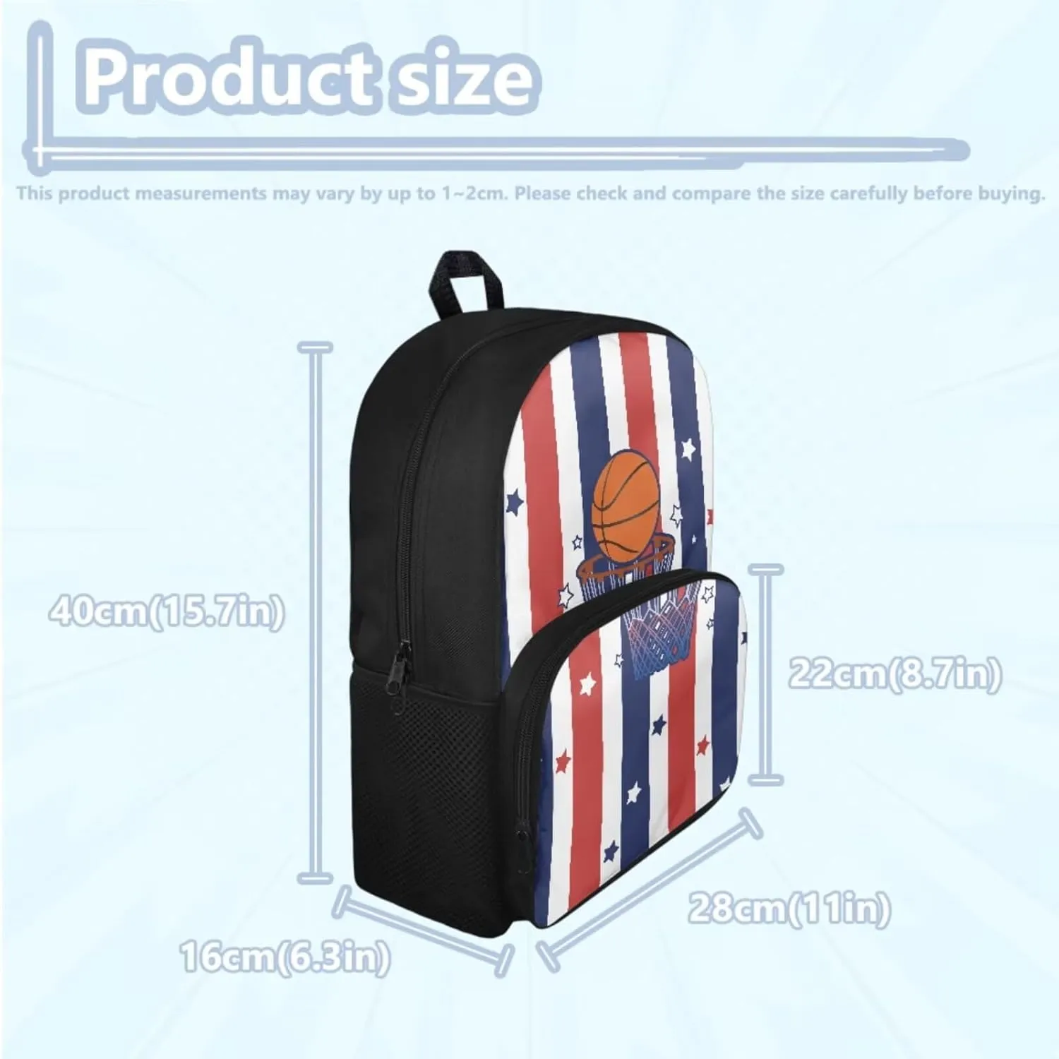 Cartoon Basketball 3Pcs Kids Backpack Set School Bag for Boys 6-8 Years Old Student Teens Big Capacity 15 inch School Bookbag for Kindergarten Primary Elementary Middle School