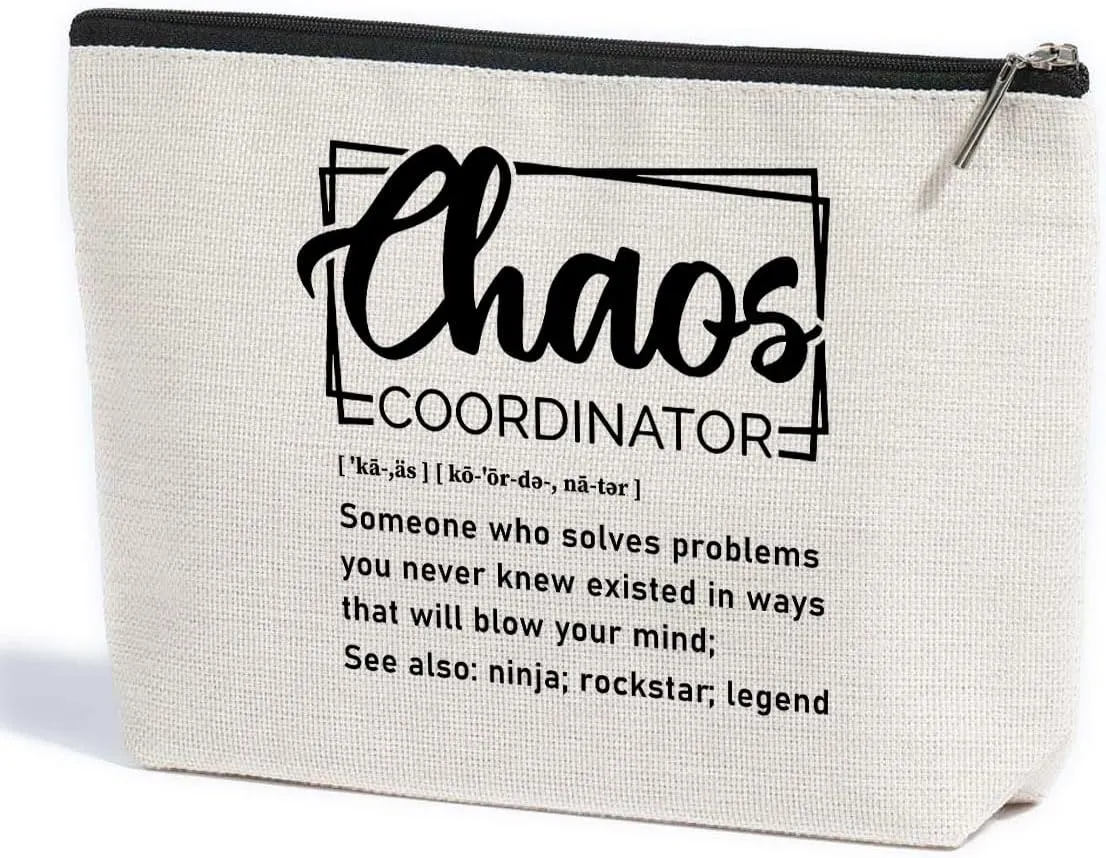 Chaos Coordinator Thank You Gifts Boss Lady Gifts for Women Teacher Boss Supervisor Coworker Chaos Coordinator Gifts Makeup Bag Toiletry Bag Cosmetic Bag Christmas Boss Day Teacher Appreciation Gifts