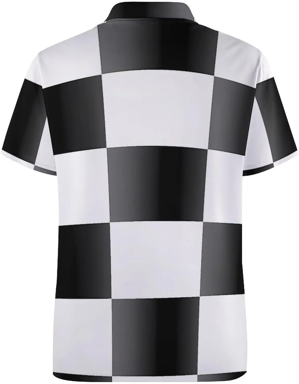 Checkered Mens Short Sleeve Polo Shirts Straight Sports Golf Tennis T-Shirt Quick Dry Long Top