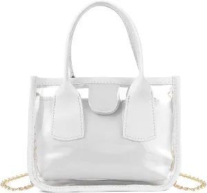 Clear Crossbody Purse, Clutch Purses for Women with Detachable Bag Insert & Chain Shoulder Strap, Clear Handbag