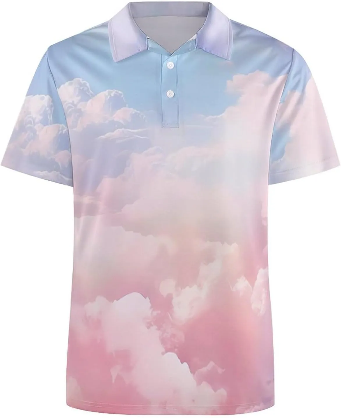 Clouds Mens Short Sleeve Polo Shirts Straight Sports Golf Tennis T-Shirt Quick Dry Long Top