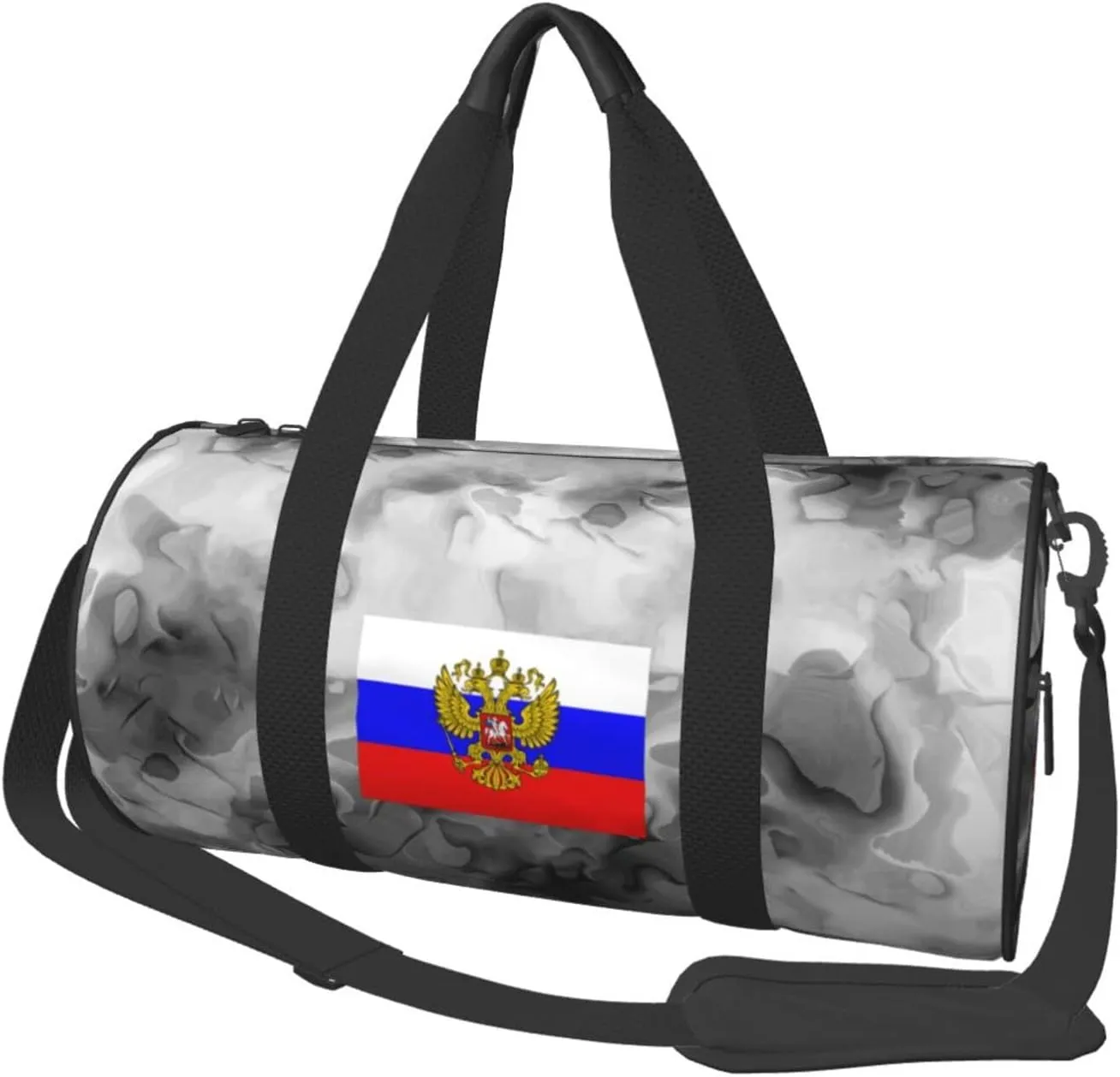 Coat Of Arms Of Russia Flag Of Russia Convertible Garment Bag with Shoulder Strap, Carry on Garment Duffel Bag for Men Women - Rolling Foldable for Travel Luggage Bags (Black)