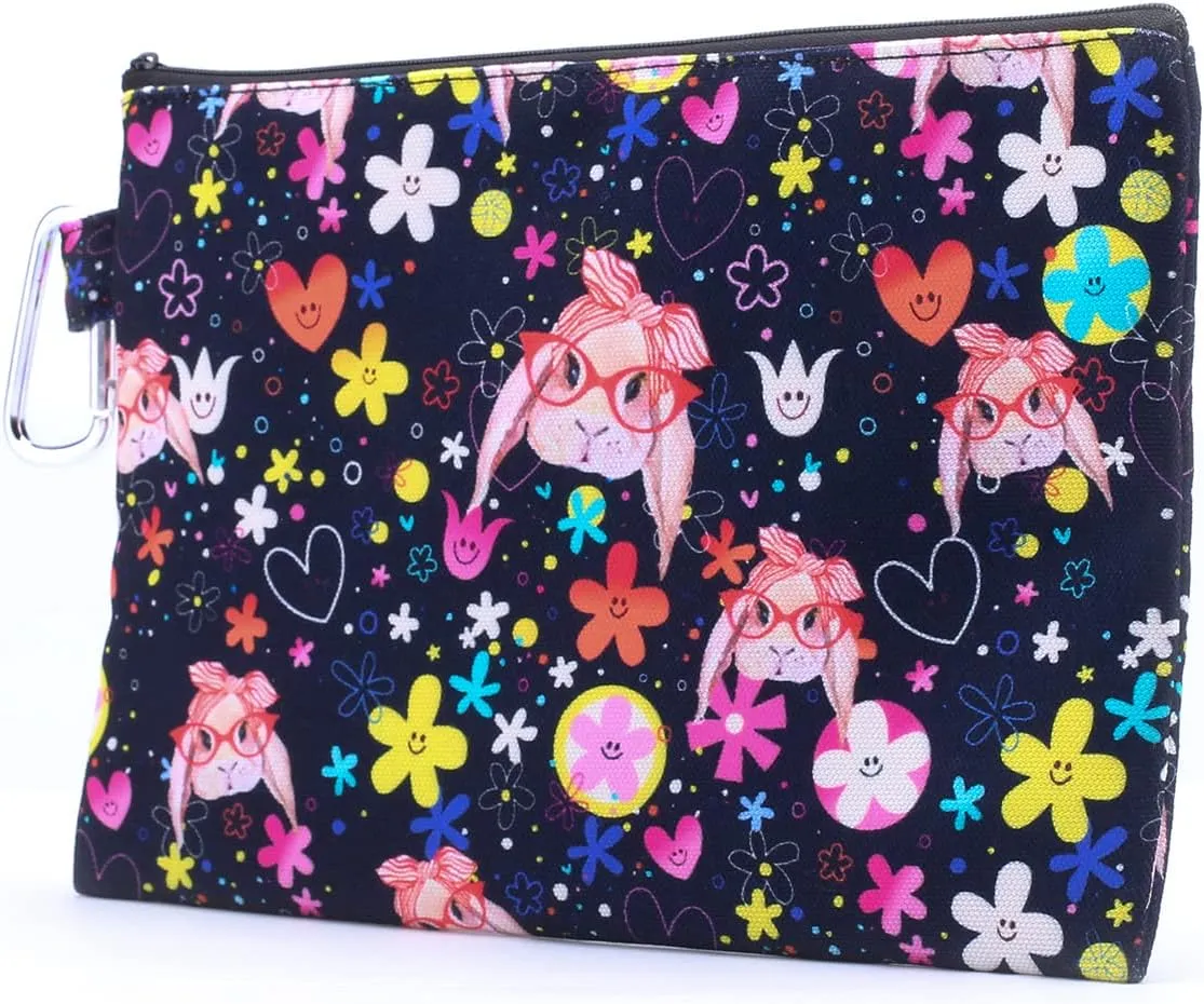 CowCow Cosmetic Organizer Floral Cute Rabbit Kawaii Large Canvas Cosmetic Bag