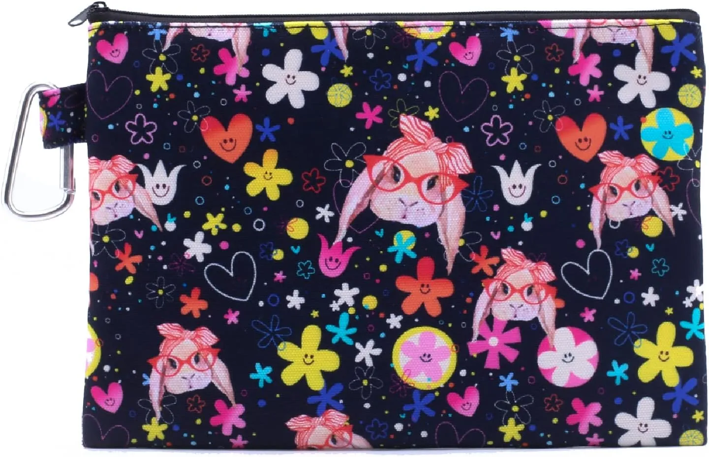 CowCow Cosmetic Organizer Floral Cute Rabbit Kawaii Large Canvas Cosmetic Bag