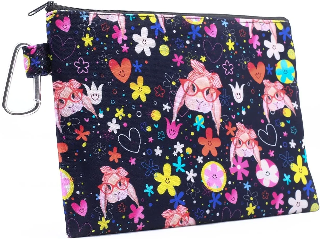 CowCow Cosmetic Organizer Floral Cute Rabbit Kawaii Large Canvas Cosmetic Bag