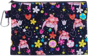 CowCow Cosmetic Organizer Floral Cute Rabbit Kawaii Large Canvas Cosmetic Bag