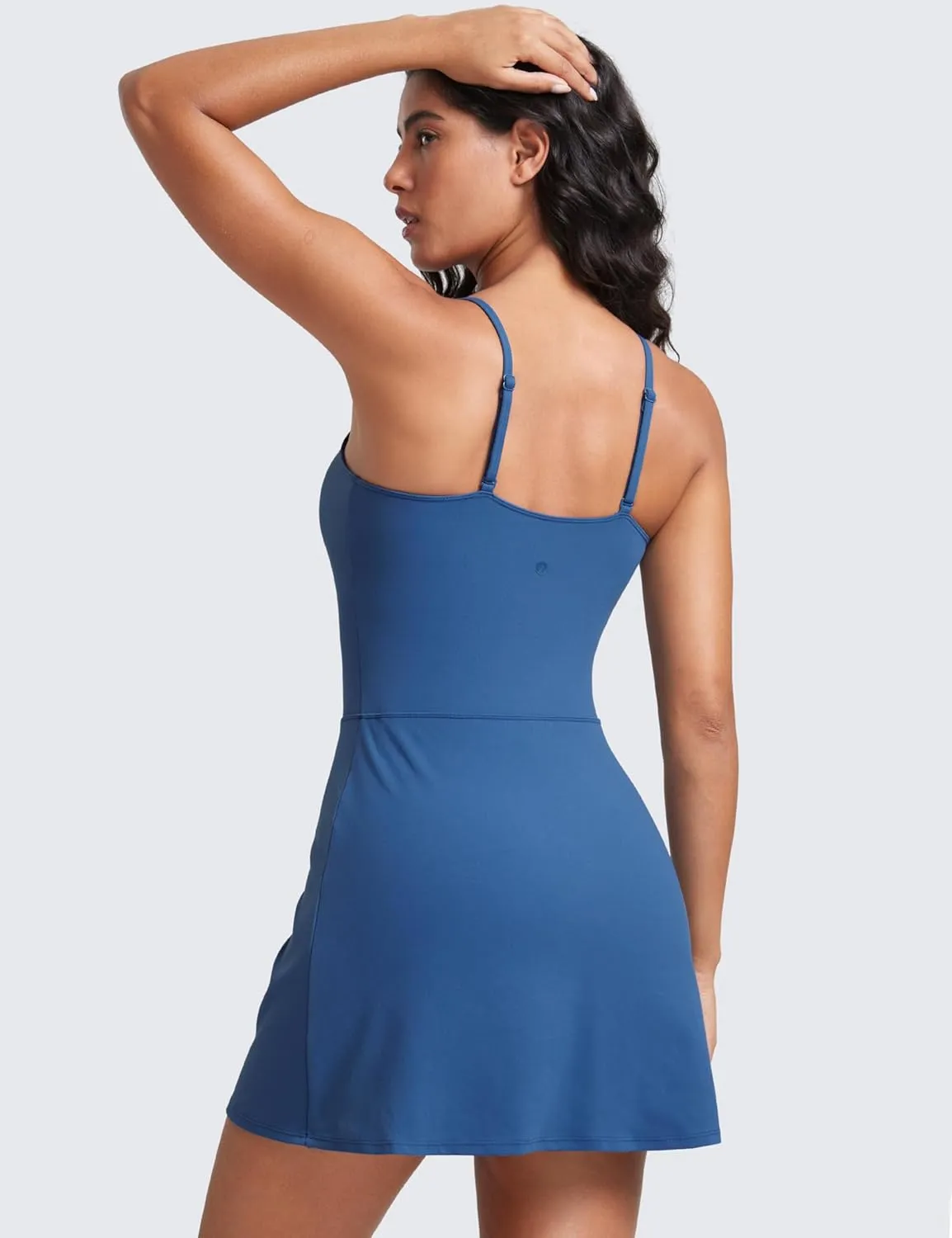 CRZ YOGA Womens Butterluxe Tennis Dress Spaghetti Strap Casual Athletic Sports Outfits with Built-in Shorts and Bras