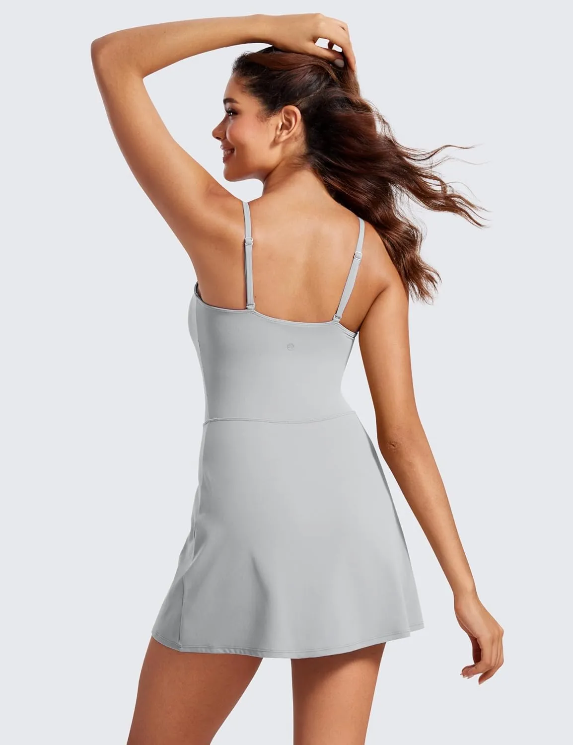 CRZ YOGA Womens Butterluxe Tennis Dress Spaghetti Strap Casual Athletic Sports Outfits with Built-in Shorts and Bras
