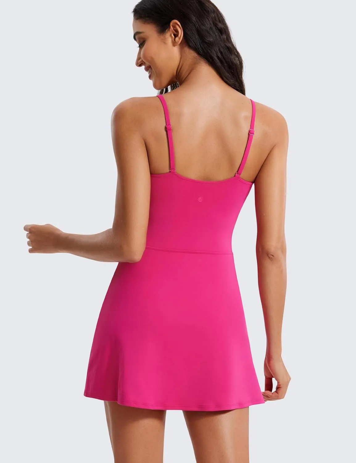 CRZ YOGA Womens Butterluxe Tennis Dress Spaghetti Strap Casual Athletic Sports Outfits with Built-in Shorts and Bras