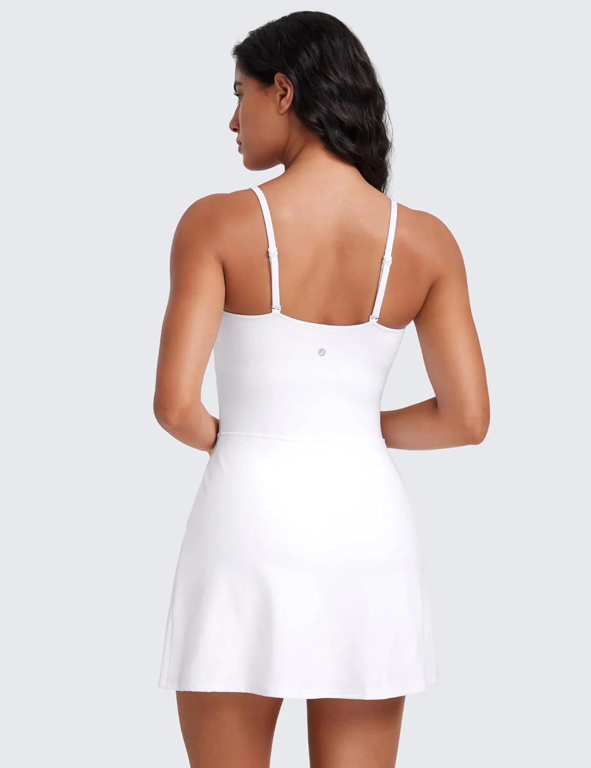 CRZ YOGA Womens Butterluxe Tennis Dress Spaghetti Strap Casual Athletic Sports Outfits with Built-in Shorts and Bras