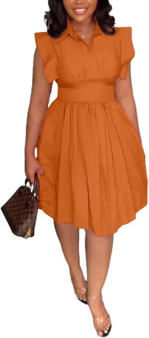 cu4eve Summer Swing Dress for Women Casual V Neck Sleeveless Smocked Wrap Midi Plus Size Cocktail Dresses Party