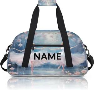 Custom Ballet Small Gym Bag 18 inch for Women Men Personalized Ballet Cute Little Ballerina Carry On Overnight Weekender Bag for Travel Work Dance Sport