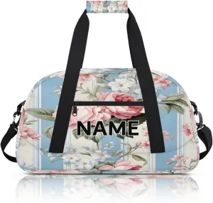 Custom Floral Flower Small Gym Bag 18 inch for Women Men Personalized Vintage Farmhouse Carry On Overnight Weekender Bag for Travel Work Dance Sport