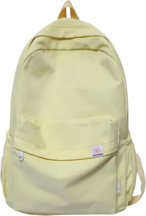 Cute Aesthetic Backpack Y2K Simple Solid Color Kawaii Backpacks Travel Laptop Backpack (Yellow)