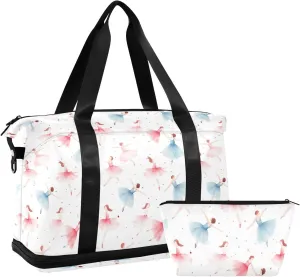 Dancing Fairy Sports Gym Bag with Waterproof Dry Wet Pocket, Travel Duffel Bag for Women MenWorkout Bag Fits Yoga, Swimming