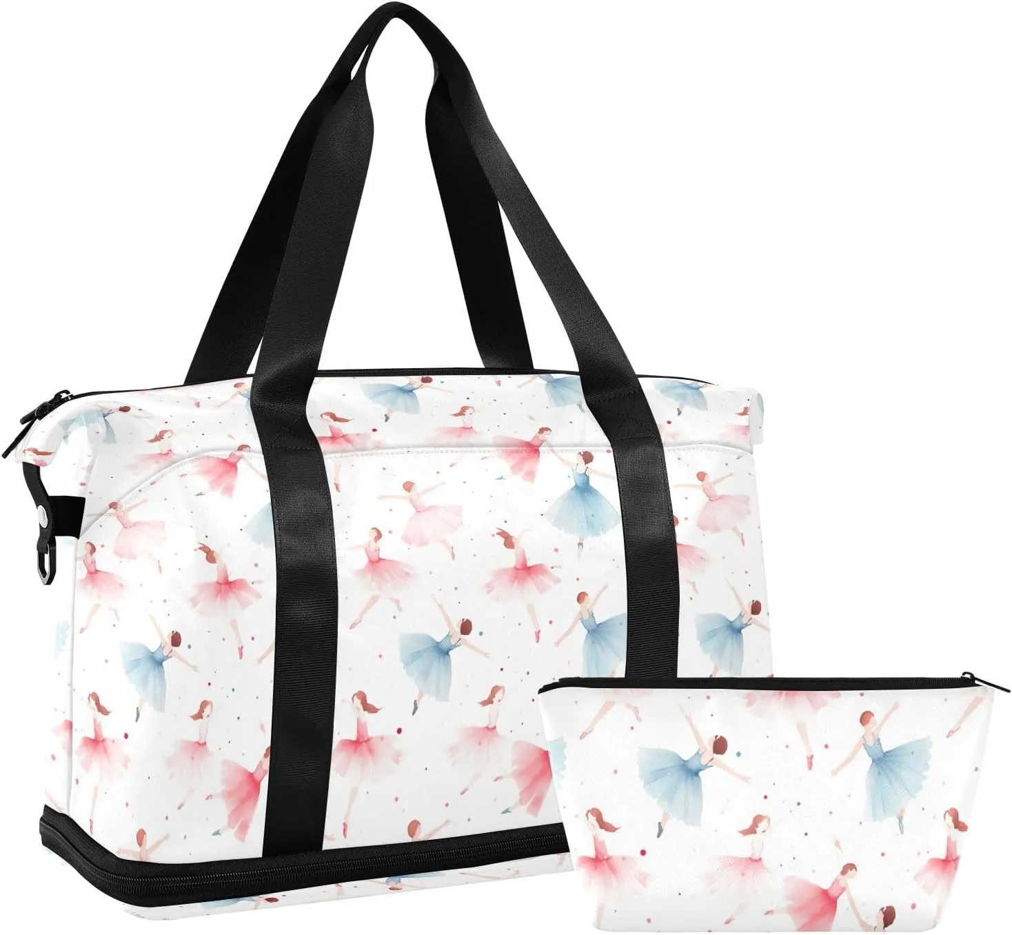 Dancing Fairy Sports Gym Bag with Waterproof Dry Wet Pocket, Travel Duffel Bag for Women MenWorkout Bag Fits Yoga, Swimming