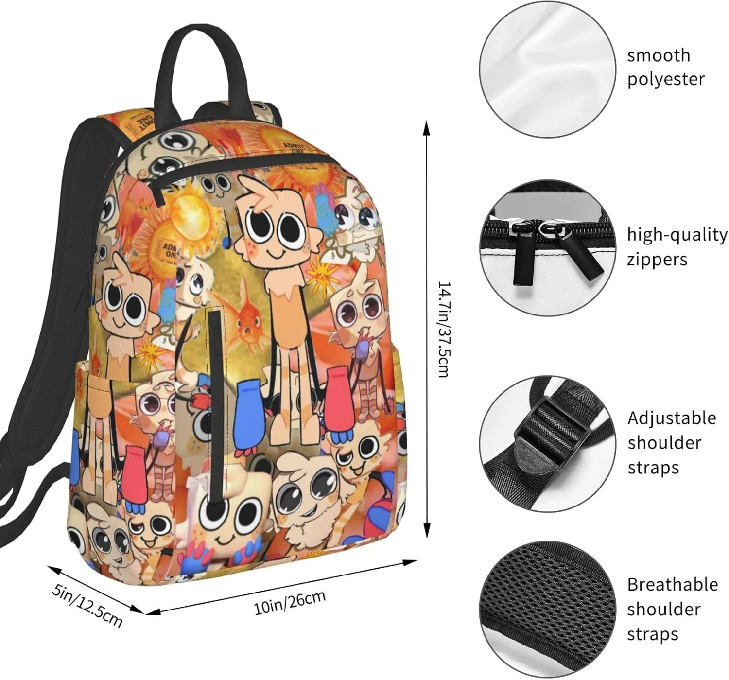 Dandy'S World 3 Backpack Lightweight Large Capacity Laptop Backpack Travel Backpacks For Unisex