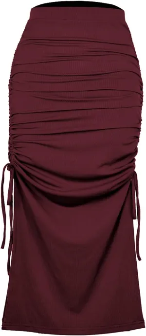 Daysskk Womens Skirts Midi Length Sweater Knit Skirt with Slit for Casual and & Work