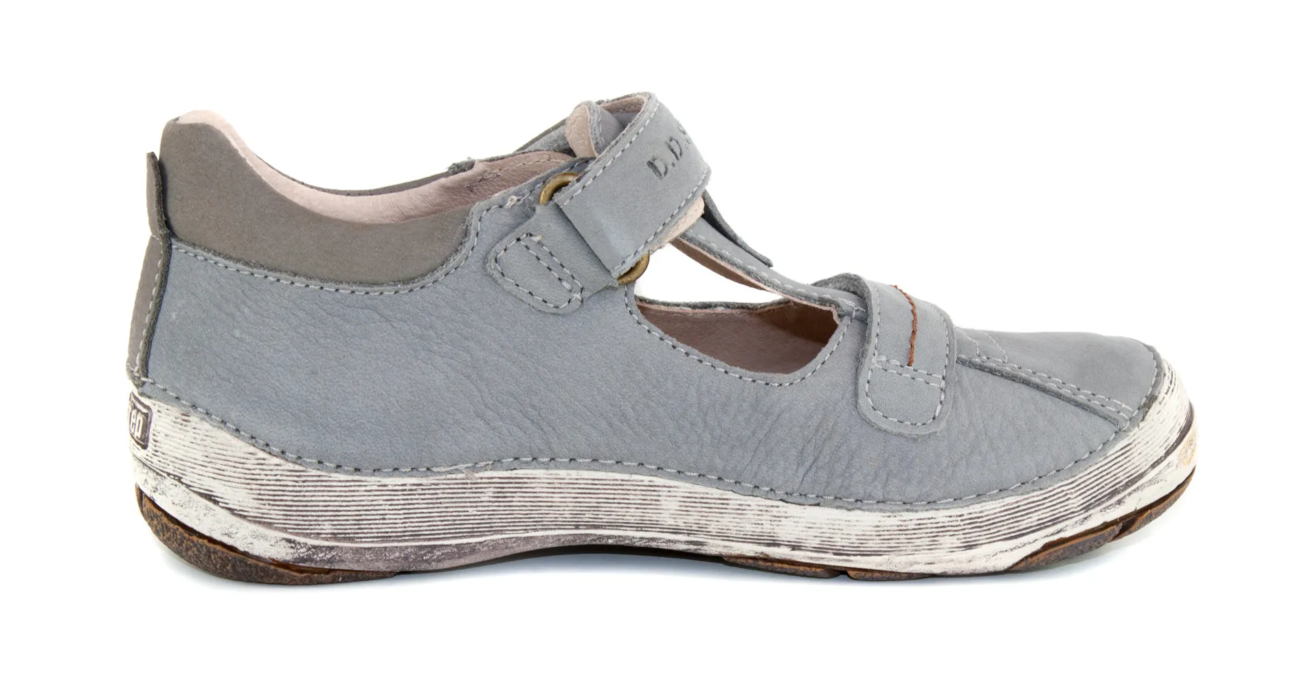 D.D. Step big kid double strap boy sandals/open shoes grey with brown wave size US 13-4