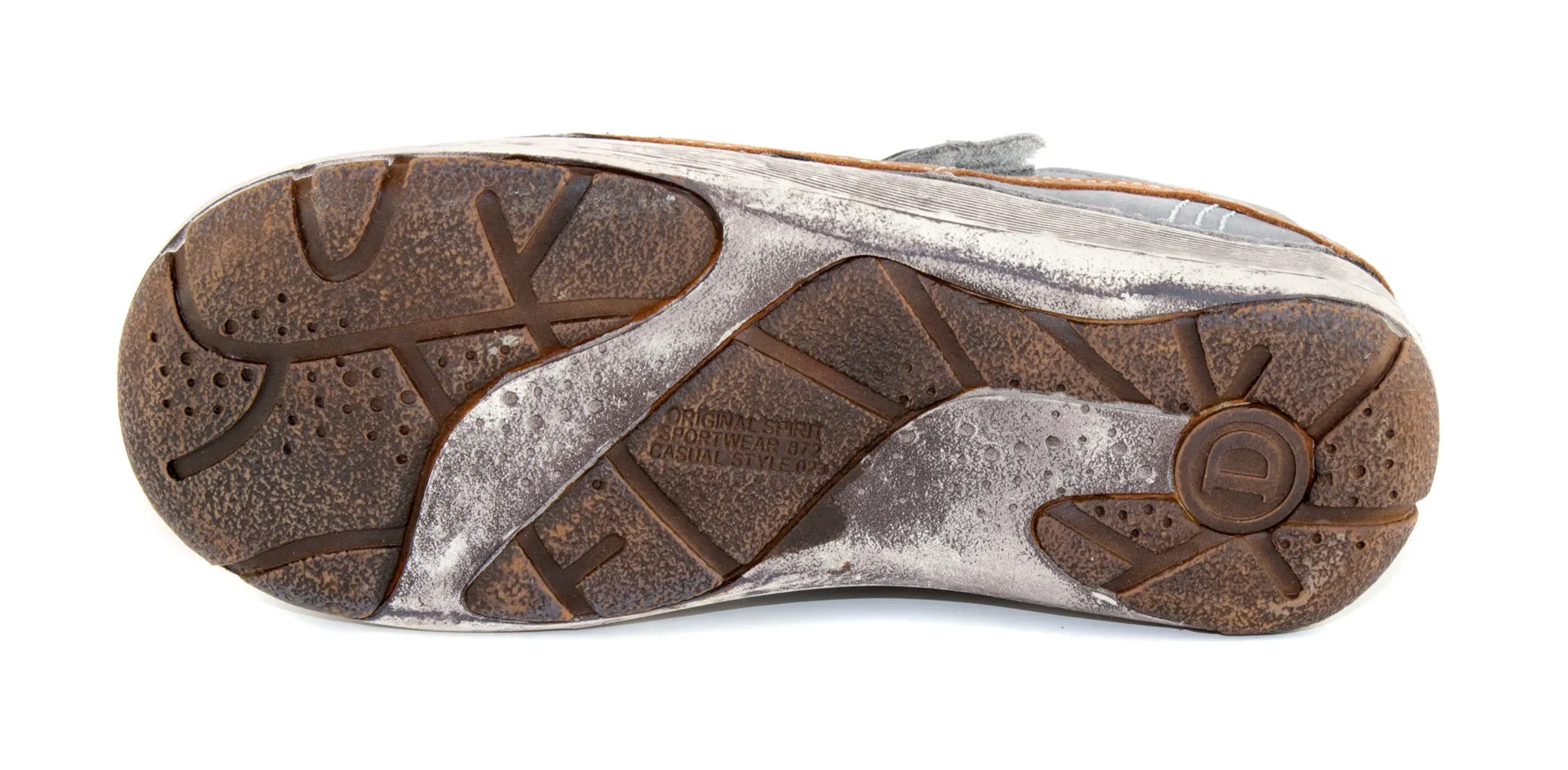 D.D. Step big kid double strap boy sandals/open shoes grey with brown wave size US 13-4
